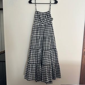 Tiered Gingham Midi Dress